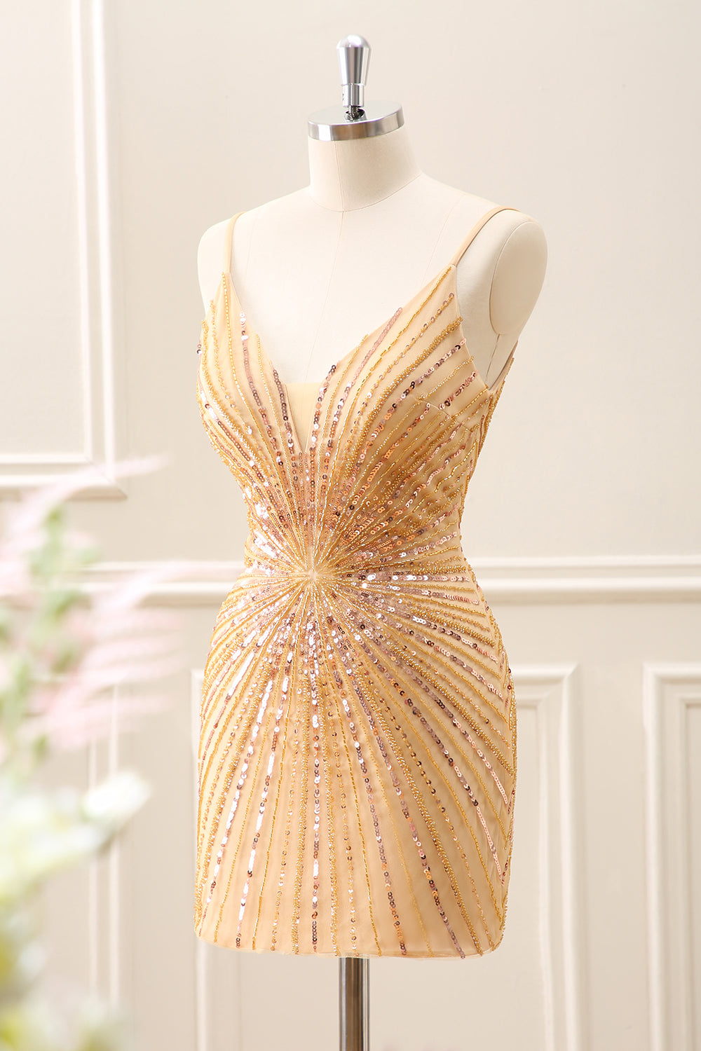 Sparkly Golden Backless Tight Homecoming Dress - Image 3