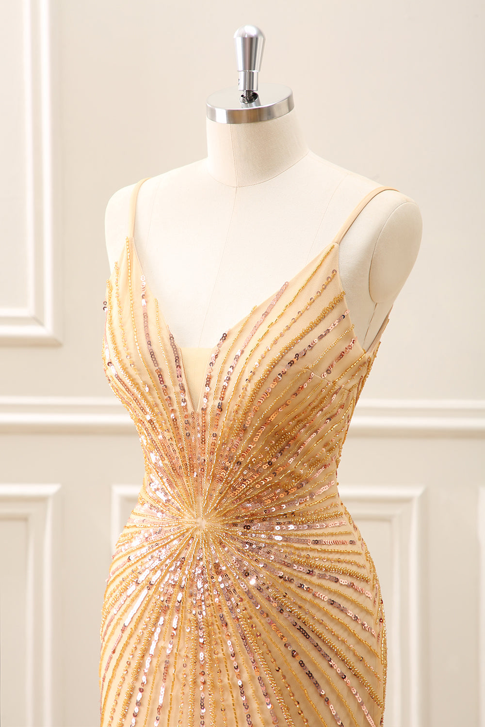 Sparkly Golden Backless Tight Homecoming Dress - Image 6