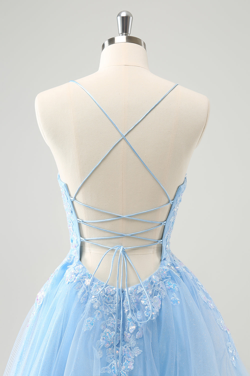 Sparkly Lilac A Line Sequined Pleated Floral Appliques Mini Dress - Image 14