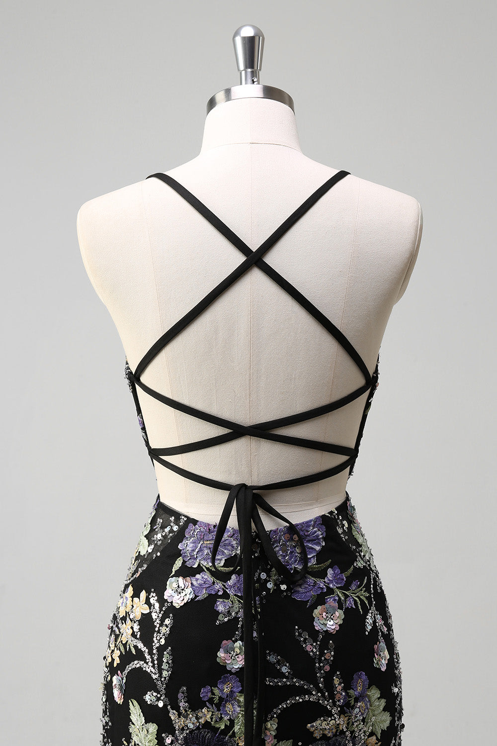 Sparkly Lilac Mermaid Appliqued Prom Dress with Sequins - Image 11