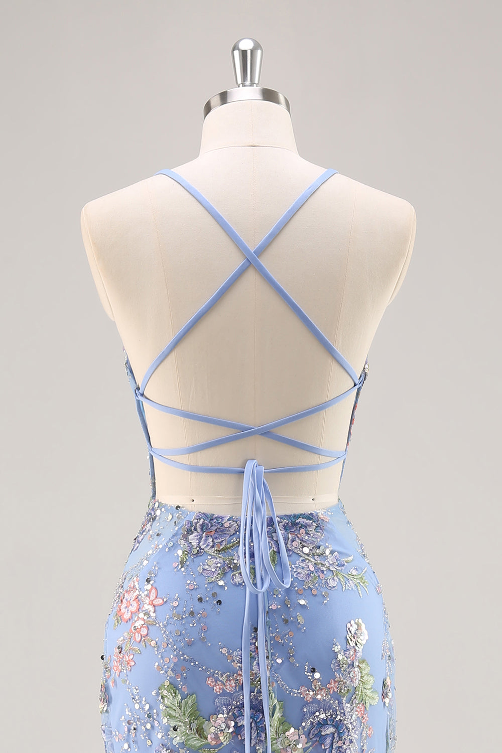 Sparkly Lilac Mermaid Appliqued Prom Dress with Sequins - Image 24