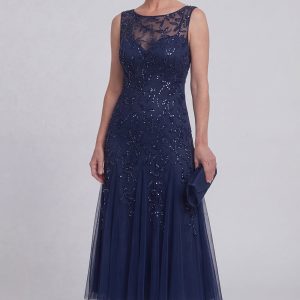 Sparkly Navy A Line Sleeveless Mother of the Bride Dress